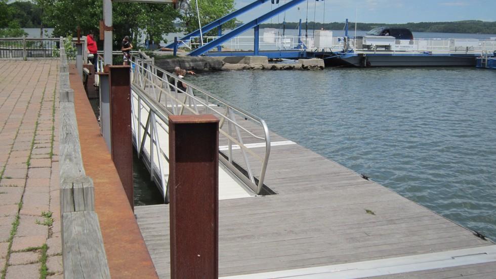 A dock at a boat launch.