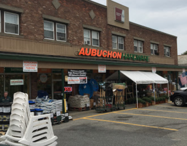 Exterior of the brick building that houses Aubuchon Hardware in Ticonderoga.