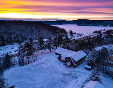 A colorful sunset over this small chapel.