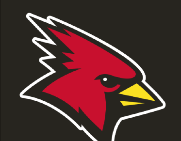Profile of a red bird with yellow beak as the mascot for SUNY Plattsburgh