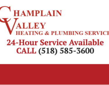 Red lettering Champlain Valley Heating & Plumbing Services