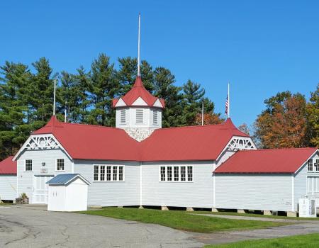 Exterior view of Floral Hall on the Essex County Fairgrounds in Westport