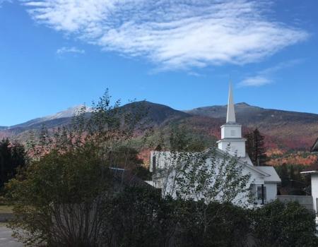 The white church and steeple