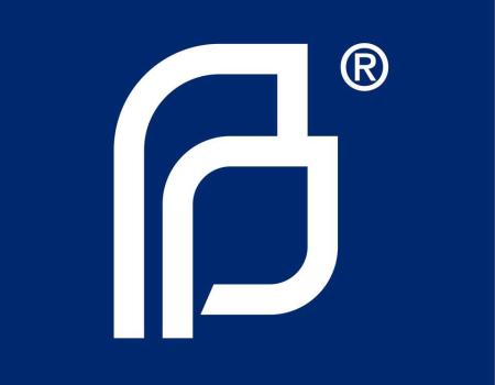 Blue background with two interwoven Ps