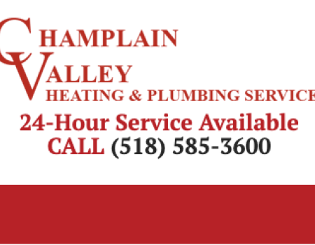 Red lettering Champlain Valley Heating & Plumbing Services