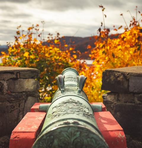 A cannon at a historical site in the Lake Champlain Region.