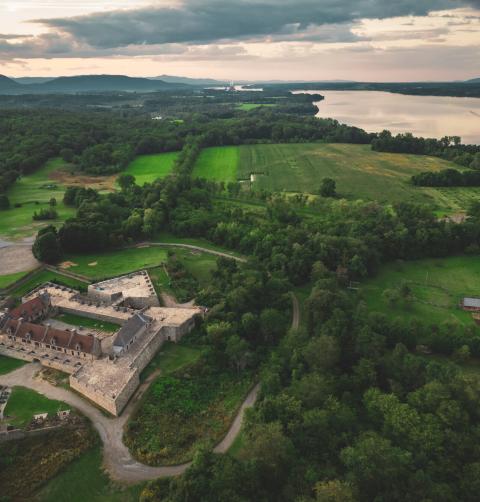 An aerial view of Fort Ticonderoga.