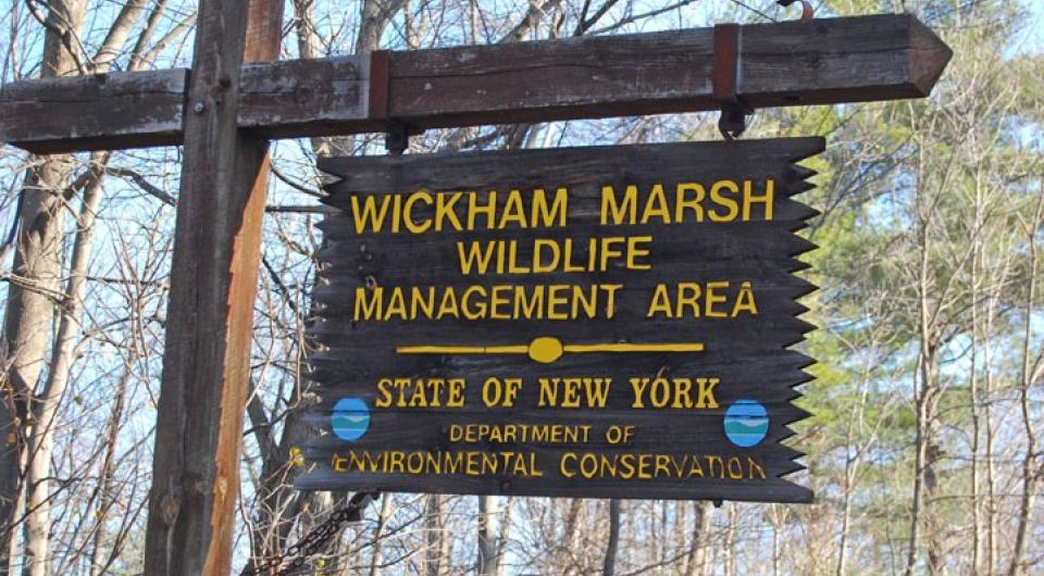 Wickham Marsh DEC sign signals a multi-use area.