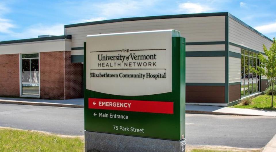 View of Elizabethtown Community Hospital sign with hospital in the background