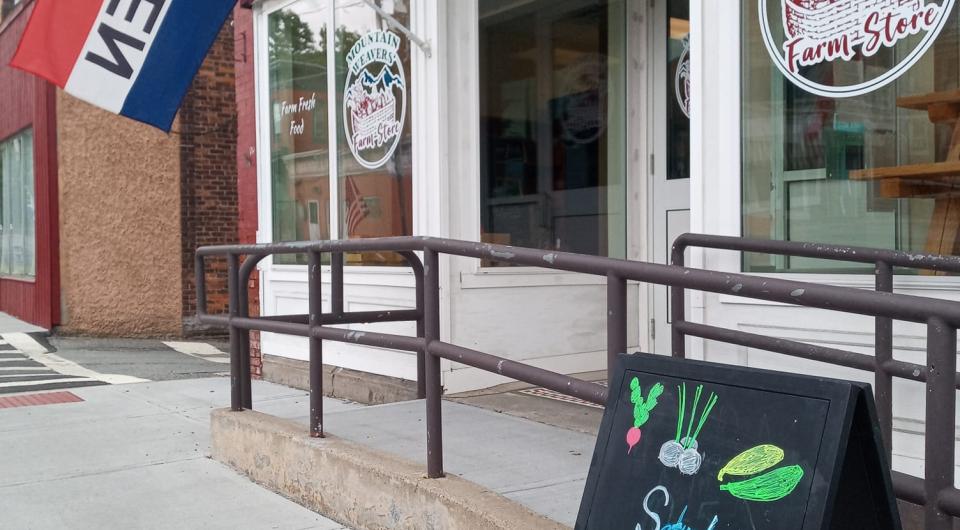 Storefront with open flag