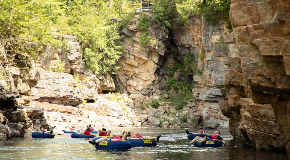 Float down the river in style with Ausable Chasm custom rafts