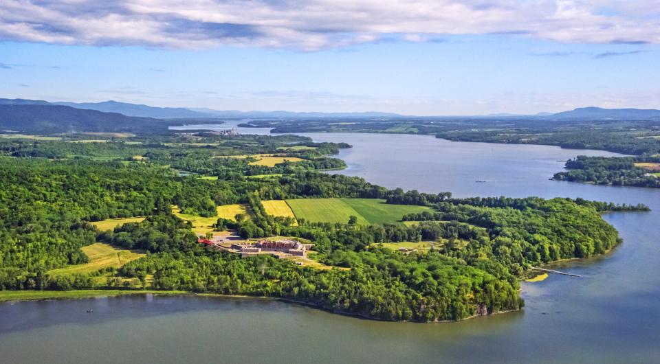 Fort Ticonderoga with Lake Champlain beyond.