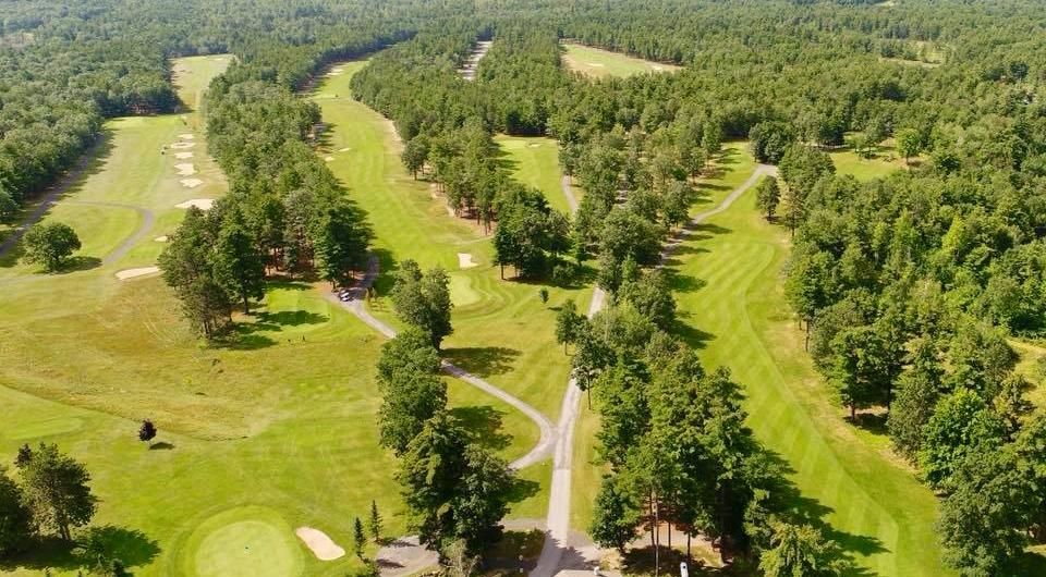 An aerial view of the golf course.