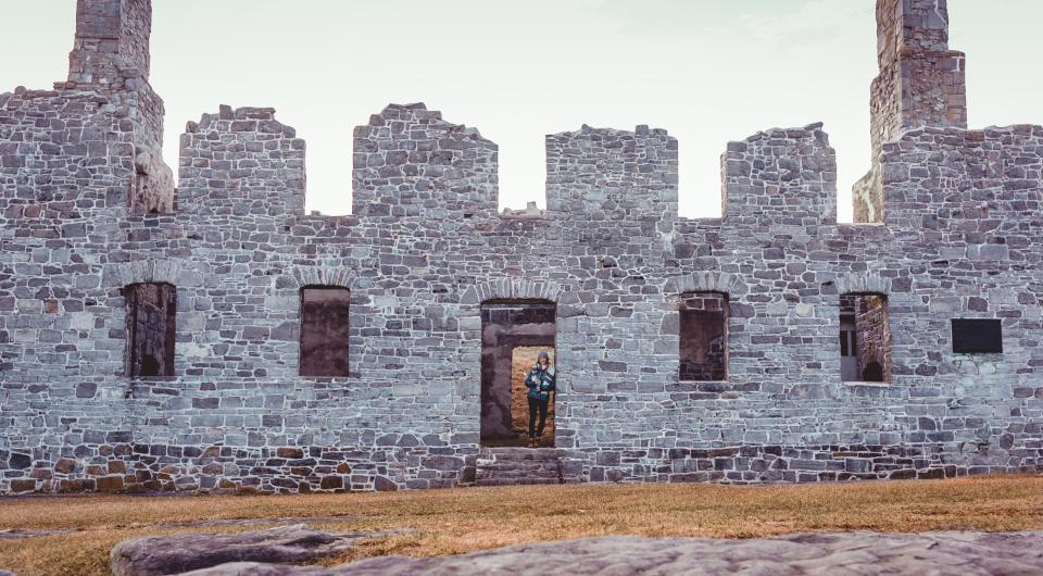 An aerial view of Crown Point State Historic Site in the summer shows all the attractions nearby.