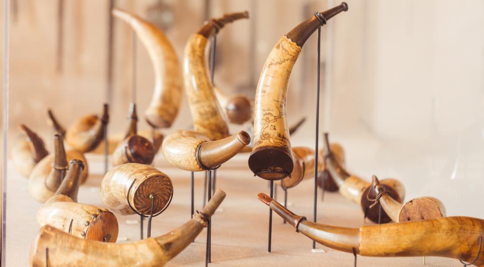 A collection of powder horns