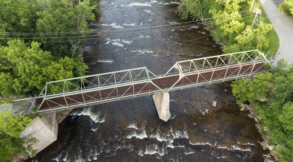 aerial view of historic bridge