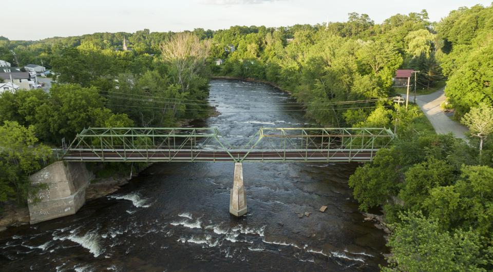 A metal walk bridge in Keeseville