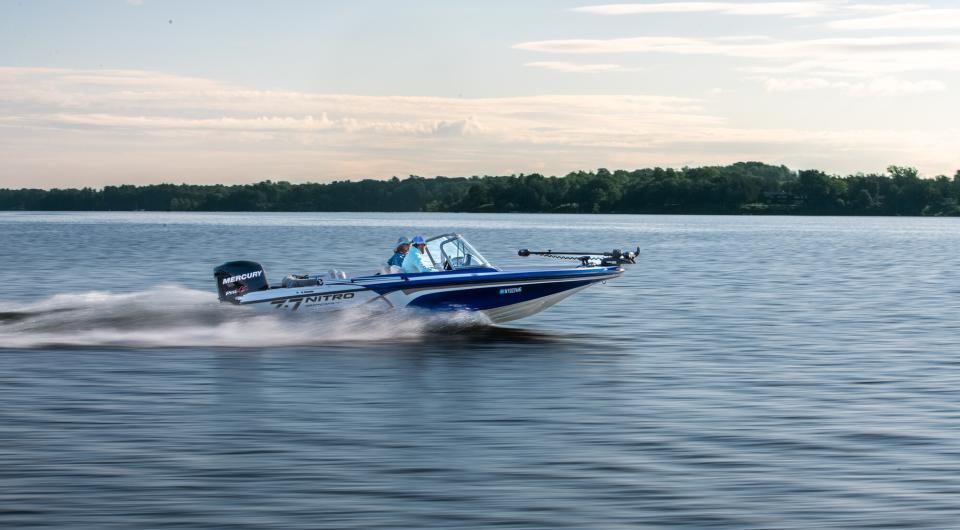 a couple boating