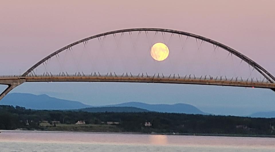 Moon over lake