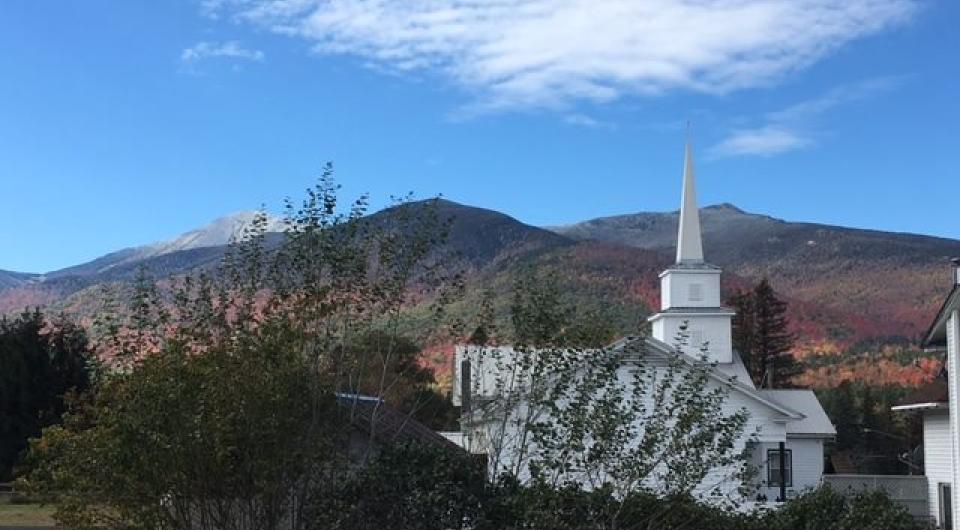 The white church and steeple