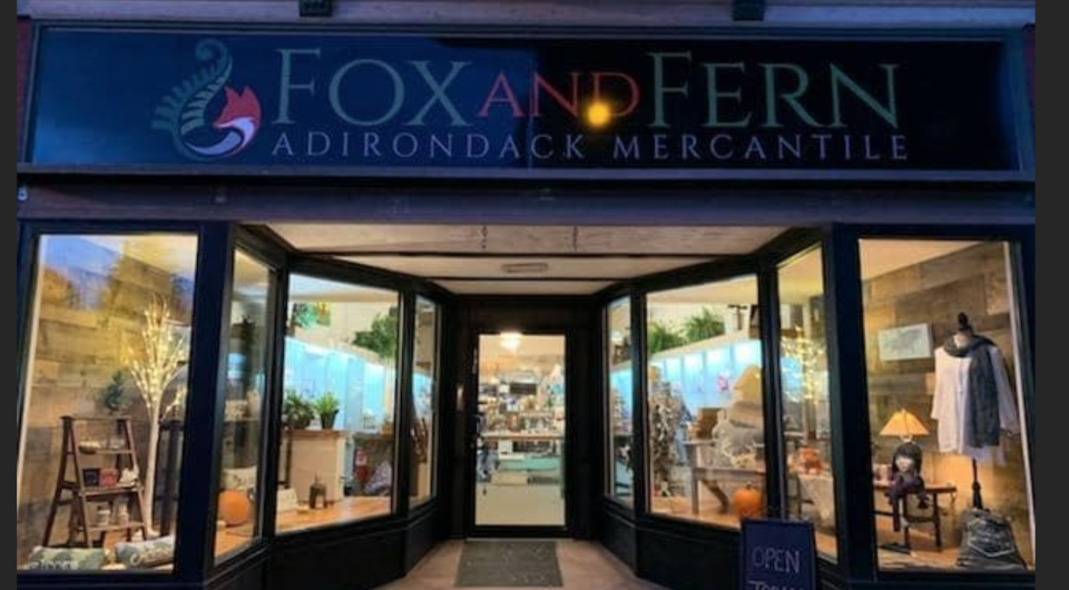 The large glass entry way to Fox and Fern.