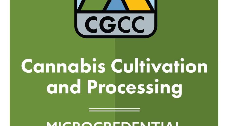 A badge reading CGCC SUNY Cannabis Retail and Sales Microcredential
