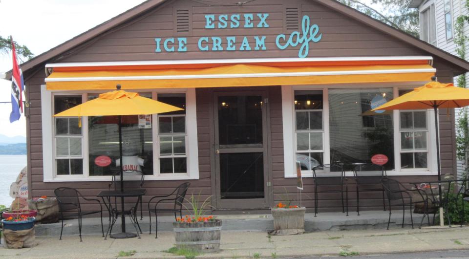 mugs and coffee at Essex Ice Cream Cafe.