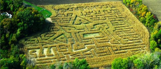Fort Ticonderoga's giant Corn Maze from above