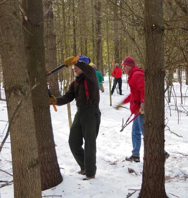 After determining the best trail locations, CATS holds volunteer trail projects to clear branches and mark the route.