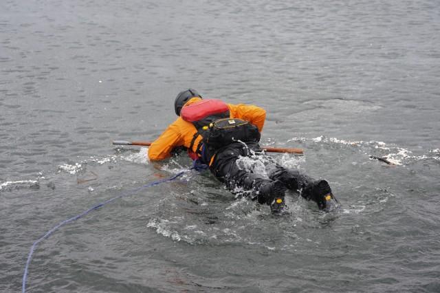 Kevin Boyle during a self rescue clinic in Mallets Bay.