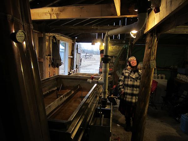 A view inside the sugar shack of the leader rig.