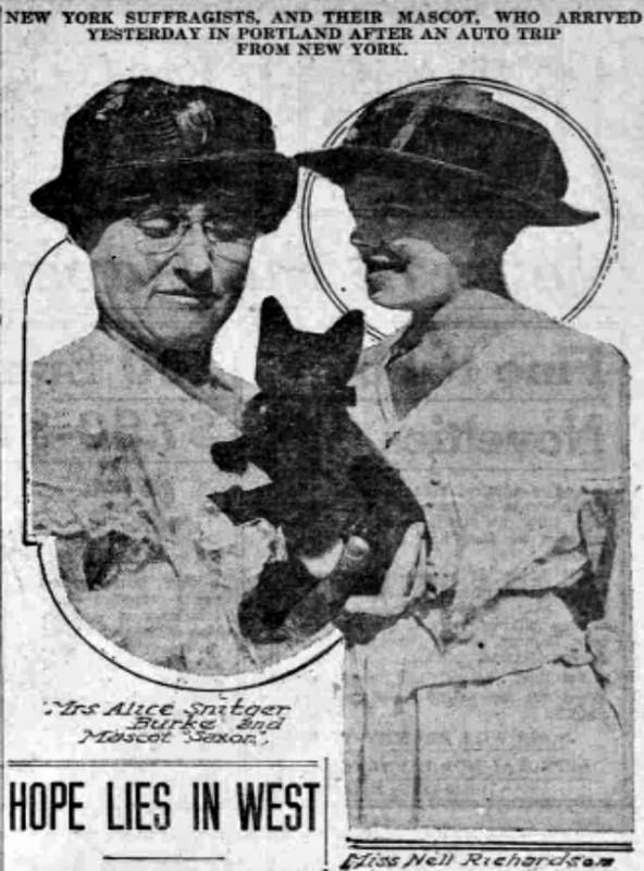 Alice Burke, Saxon, and Nell Richardson. and (from the Sunday Oregonian, Portland, July 8, 1916.)