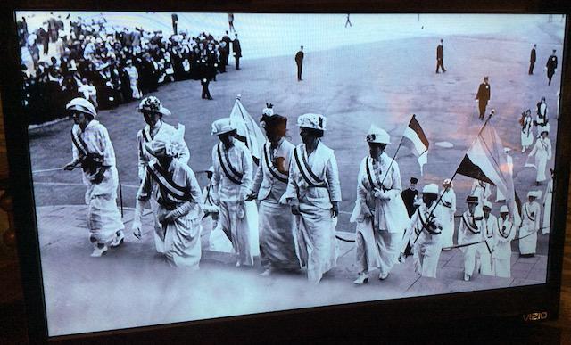 White dresses, along with purple or green sashes, were what women wore to march for equality.