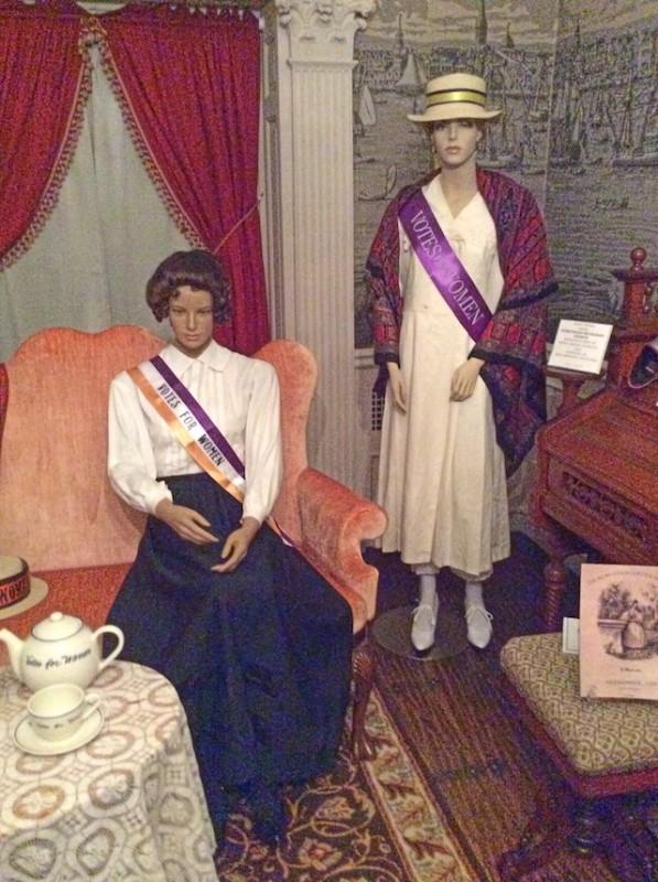 These mannequins are part of a display on how the fight for women's suffrage was reflected in a number of cultural artifacts.
