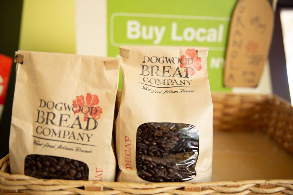 Dogwood Bread Company also has coffee: for here, to go, and later.