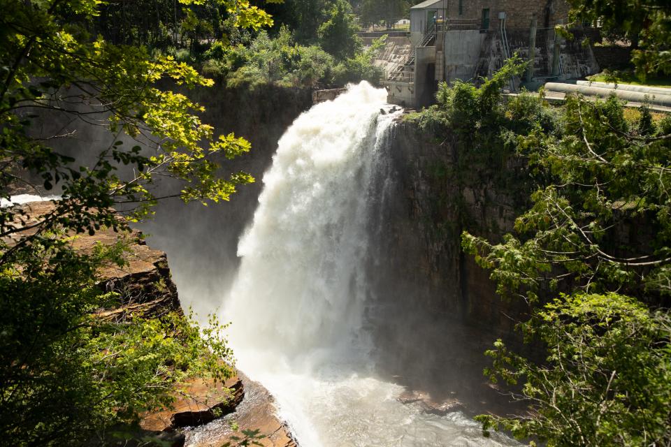 One of the falls at Ausable Chasm roars into the gorge below.