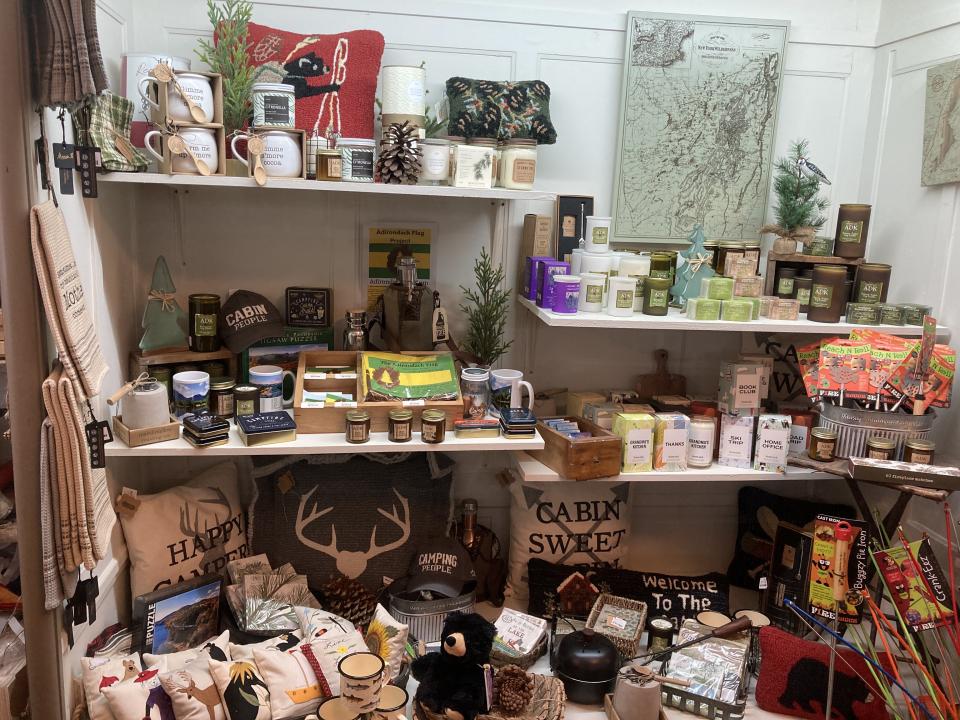 A shop display of toiletries and Adirondack-themed gifts.