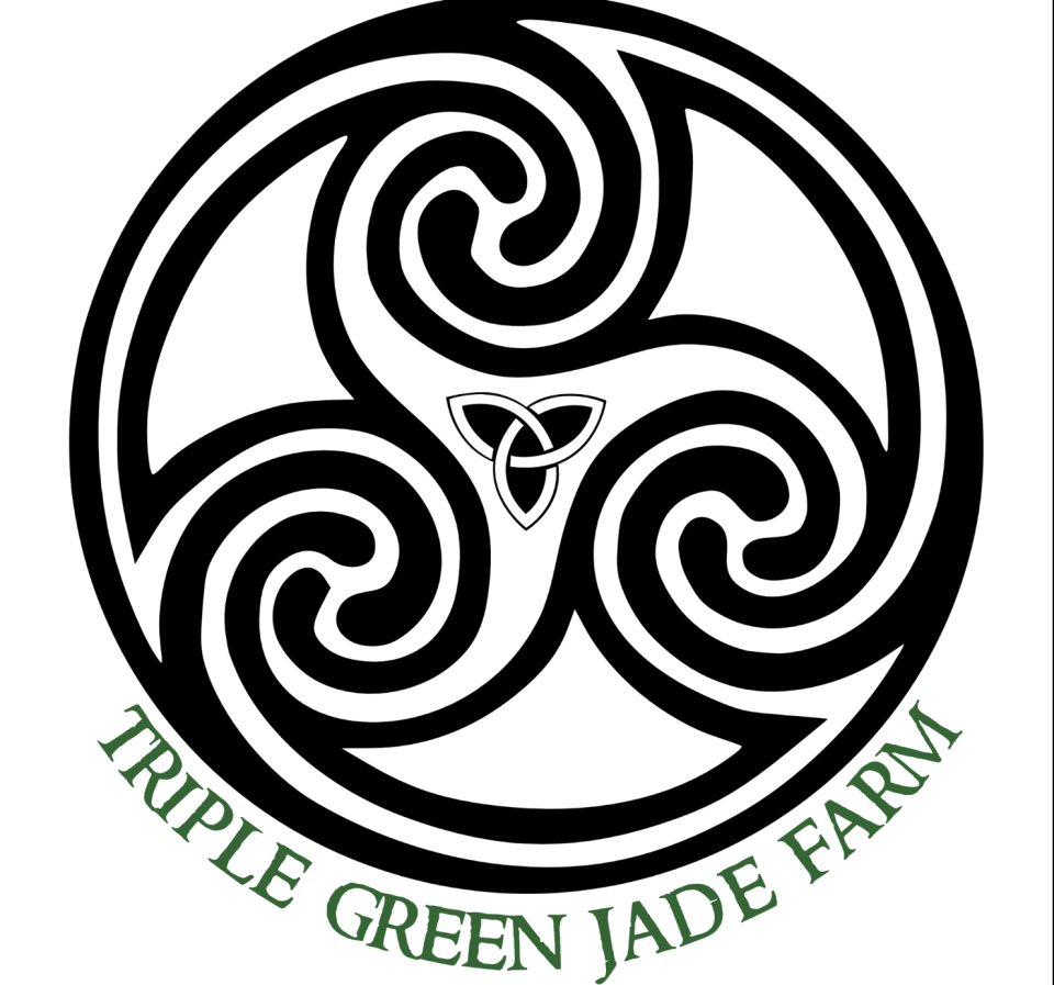 Triple spiral logo for Triple Green Jade Farm