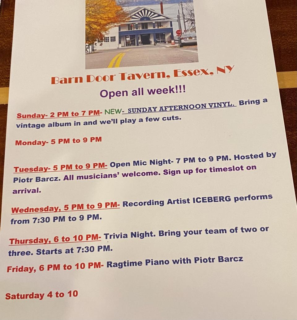 A printed weekly events calendar