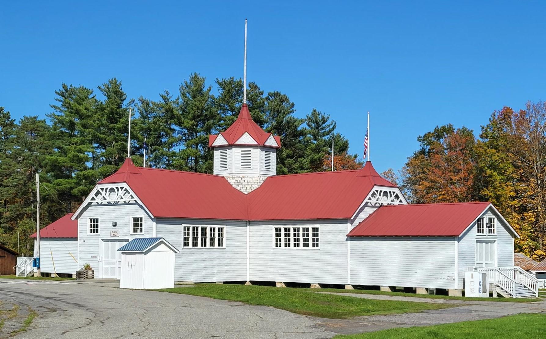 Exterior view of Floral Hall on the Essex County Fairgrounds in Westport
