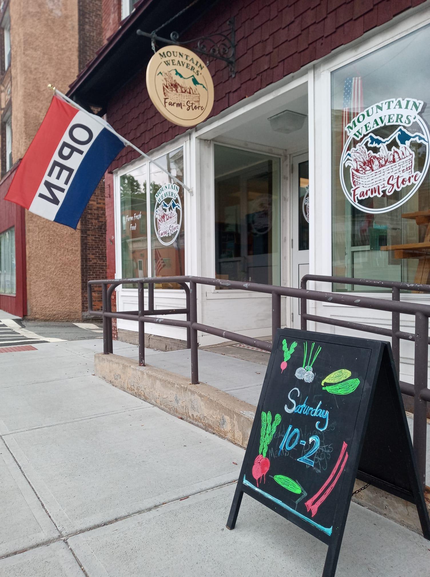 Storefront with open flag