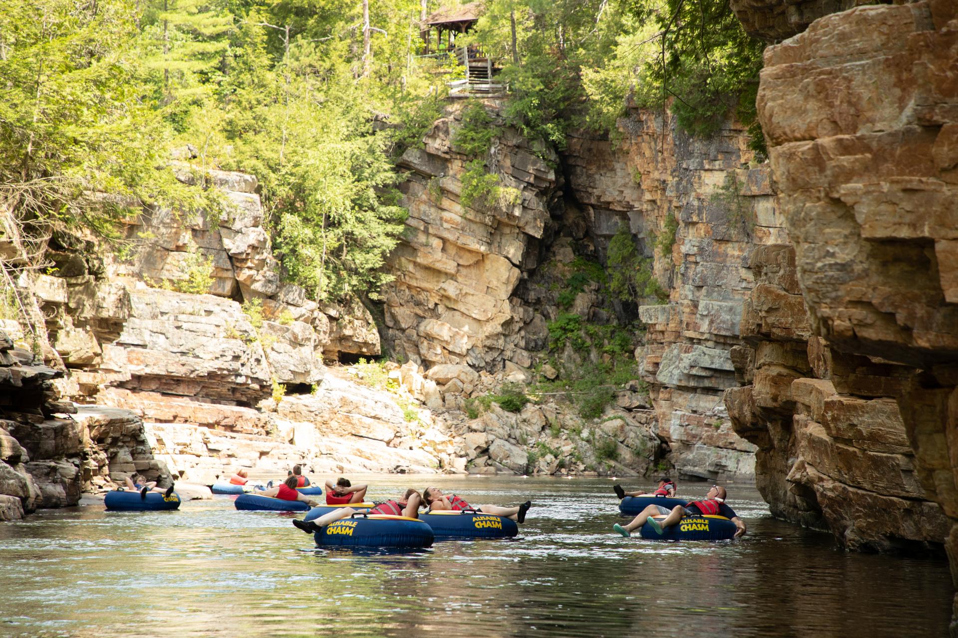 Float down the river in style with Ausable Chasm custom rafts