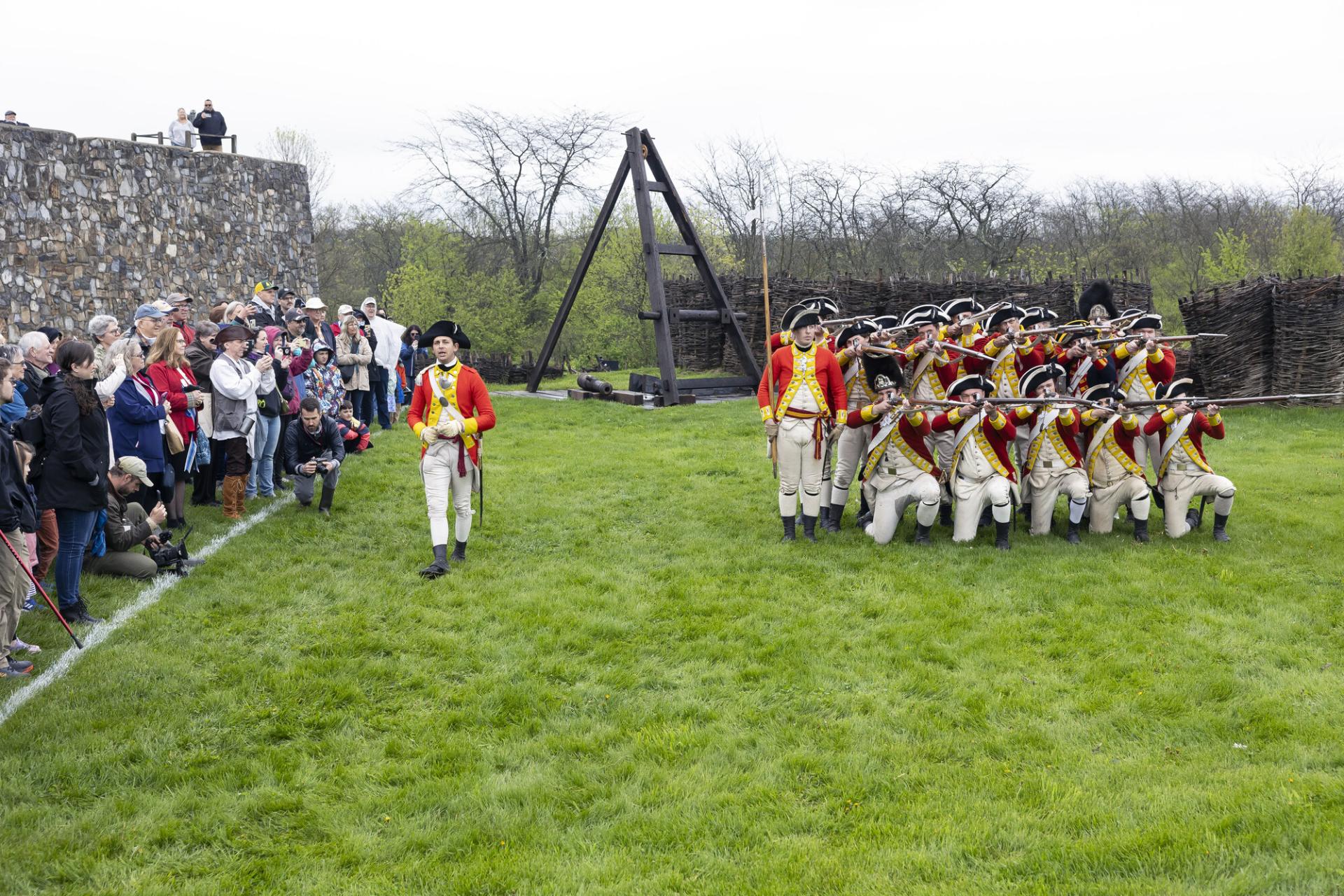 Firing muskets