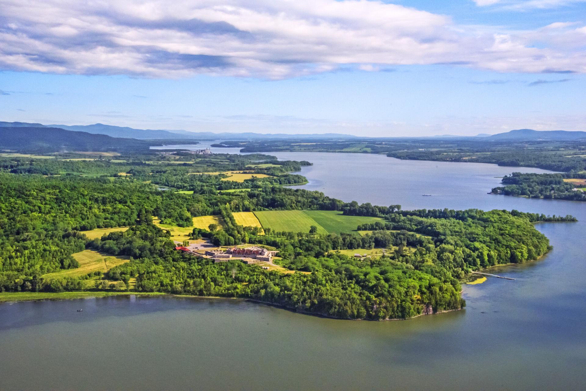 Fort Ticonderoga with Lake Champlain beyond.
