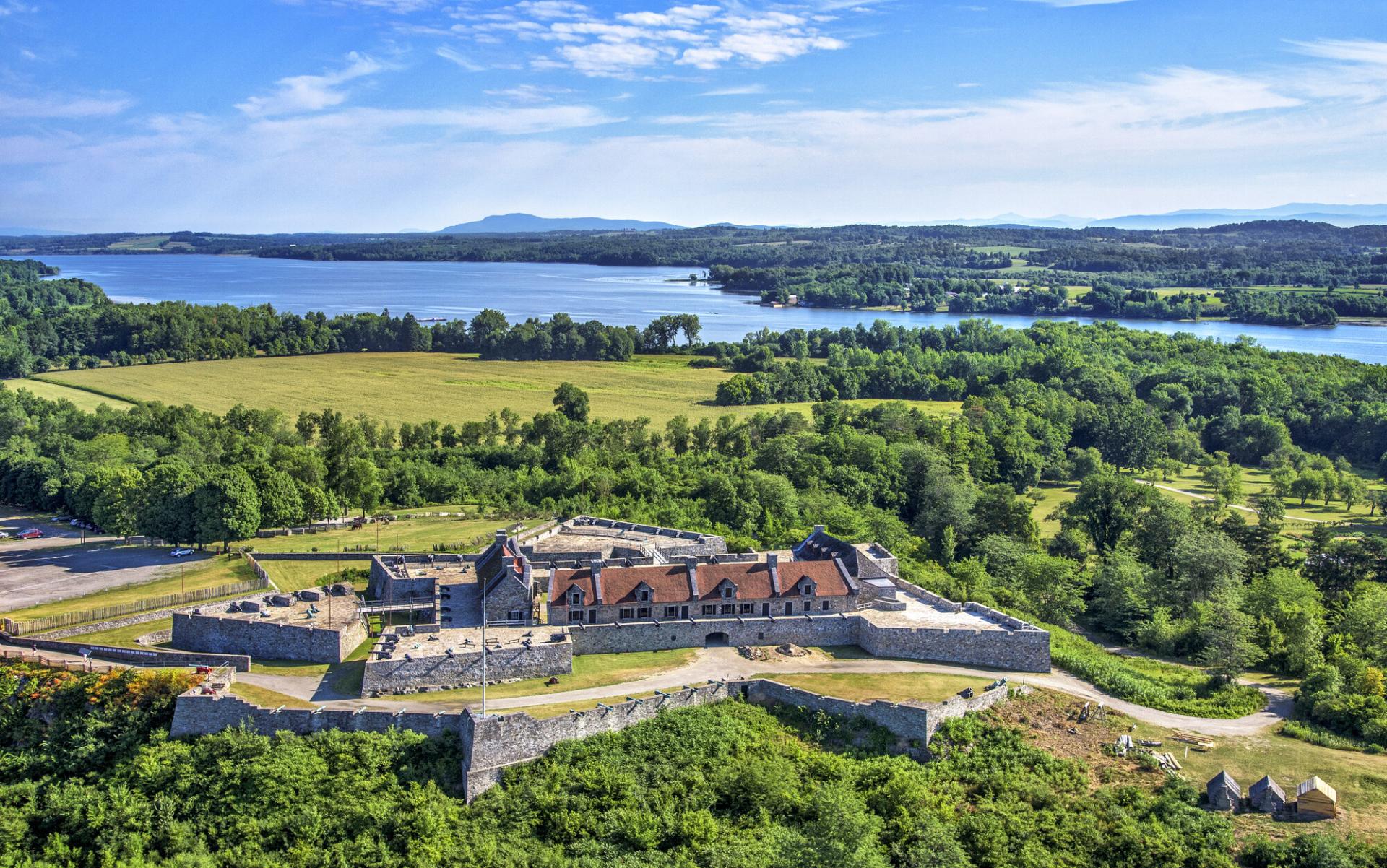 An aerial view of Fort Ticonderoga