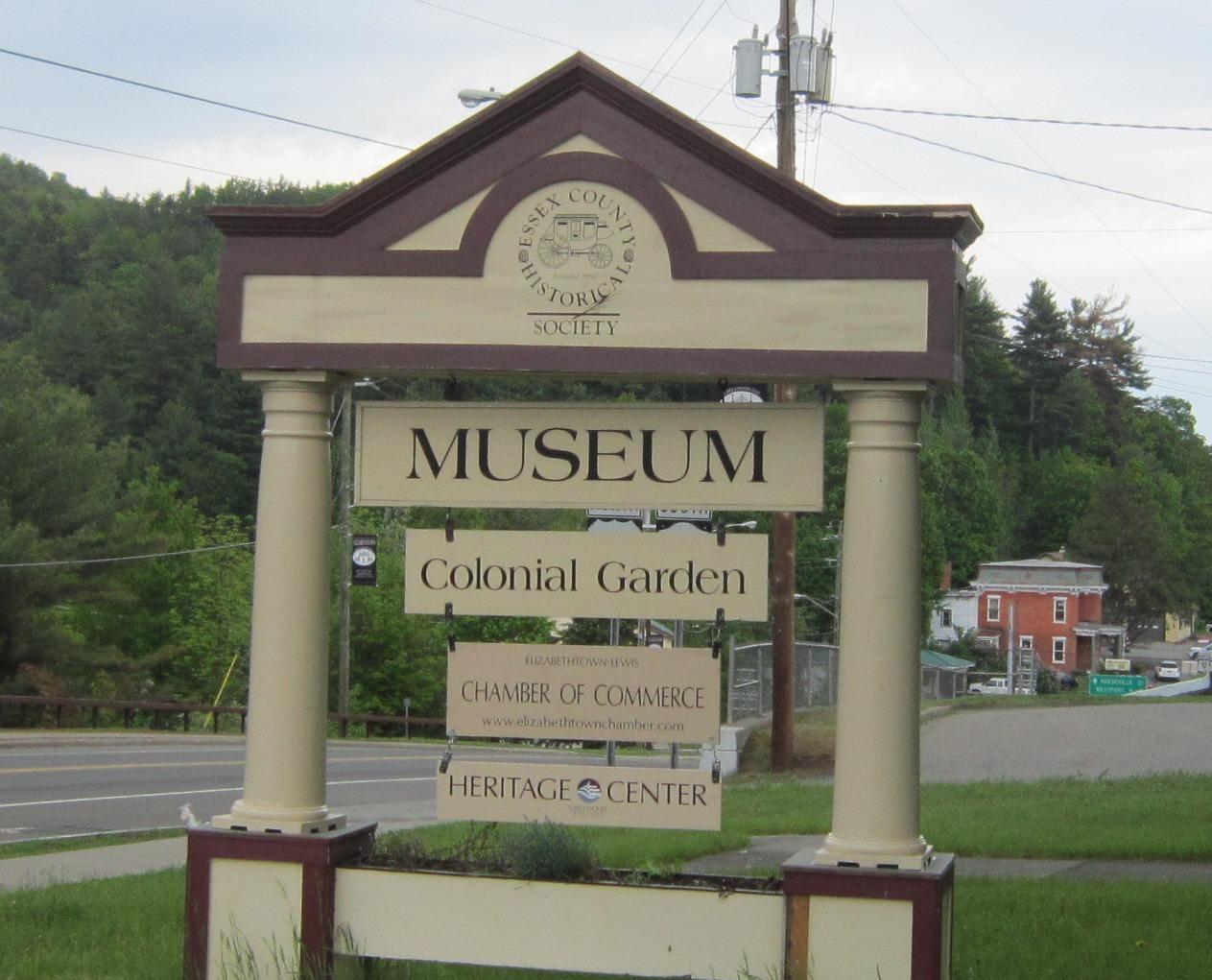 Road sign for the Adirondack History Museum