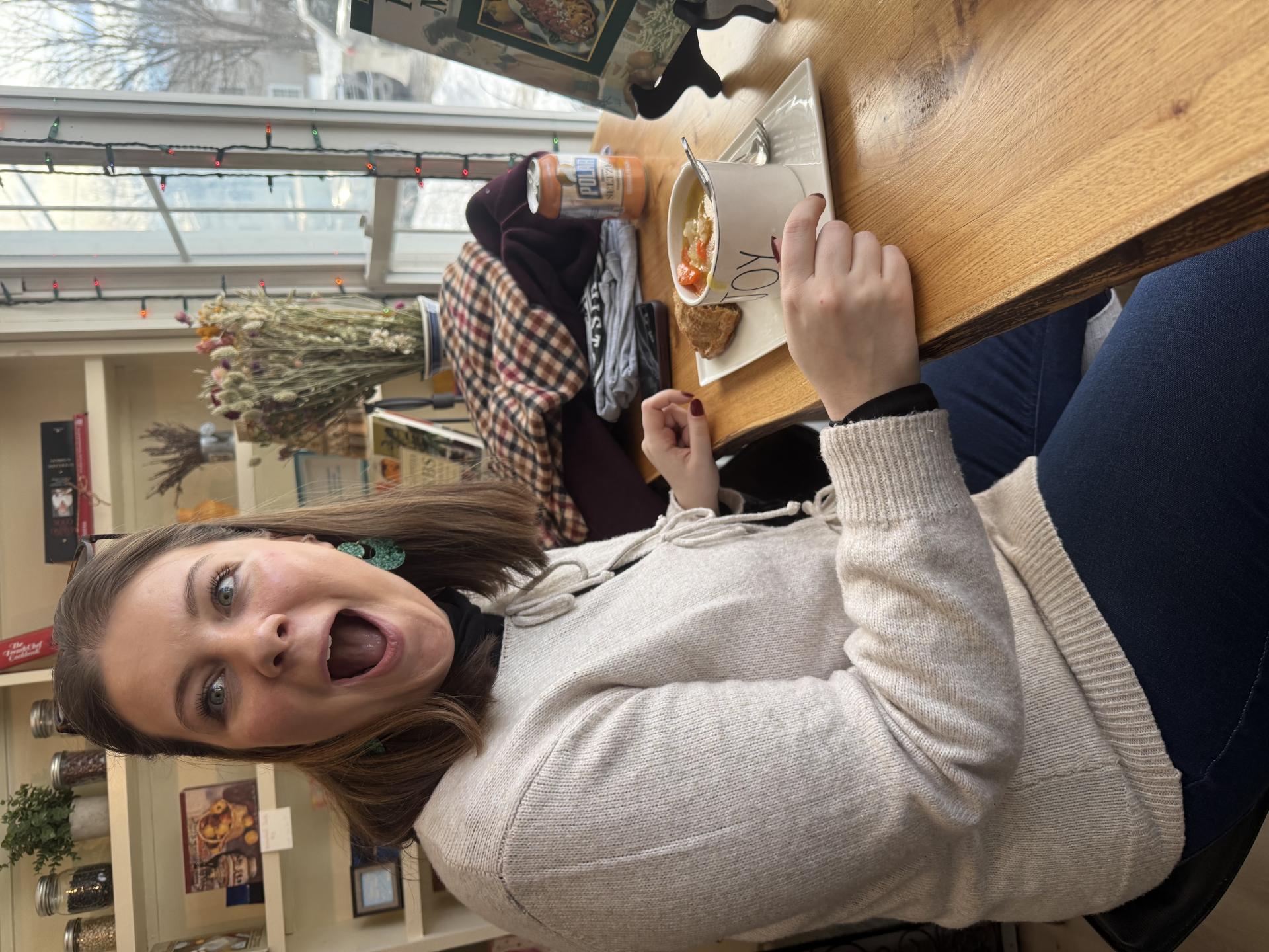 Soup and a handpie for lunch at Essex Ice Cream Cafe.