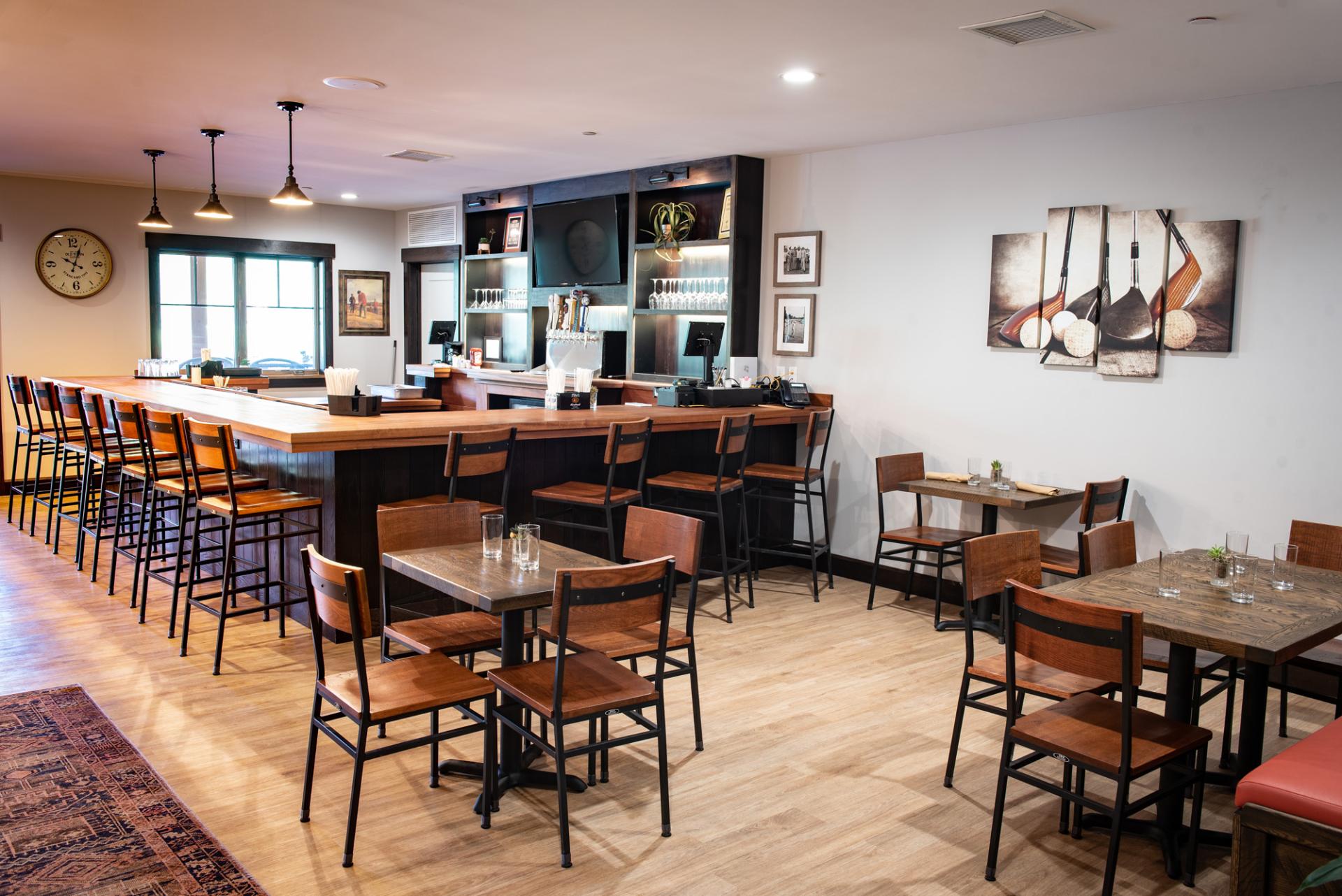 Bar and seating at The Taproom