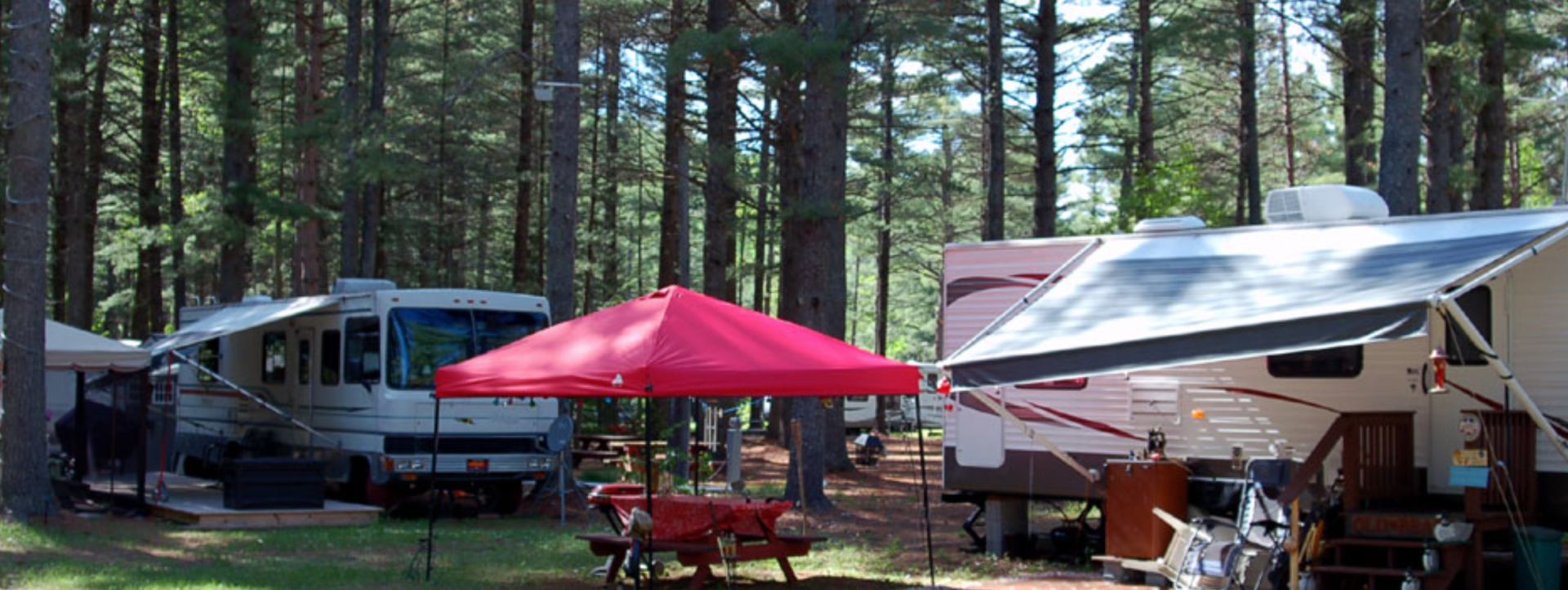 RVs and Canopies set up
