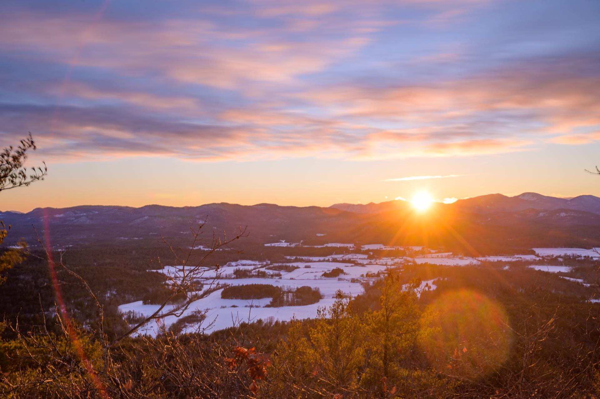 A summit sunset in the winter